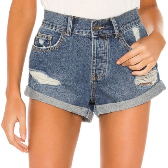 Amuse Society Pants - Amuse Society Denim Shorts- Button Fly, Cuff Hem